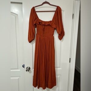 Free People Rust Long Sleeve Dress